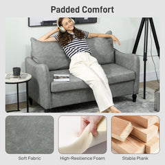 HOMCOM Faux Leather Marble-Effect Two-Seater Sofa - Grey