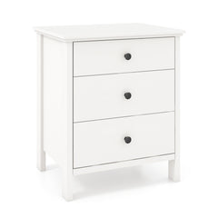 Nightstand with 3 Drawer for Bedroom Compact Storage Chest-White