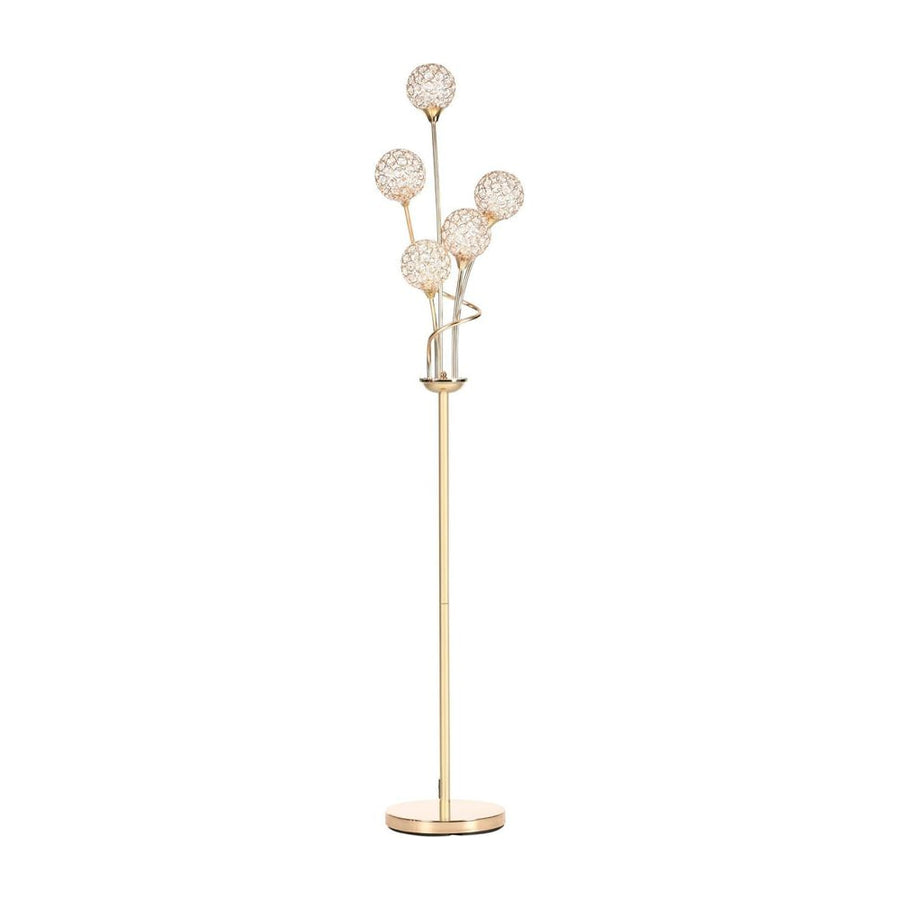 HOMCOM Crystal Floor Lamps for Living Room Bedroom with 5 Light, Modern Upright Standing Lamp, 34x25x156cm, Gold Tone