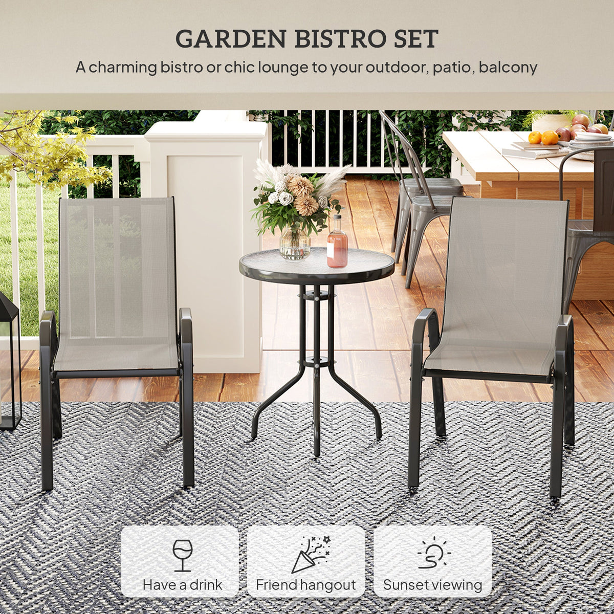 Outsunny Three-Piece Outdoor Garden Set - Light Grey - product image 4