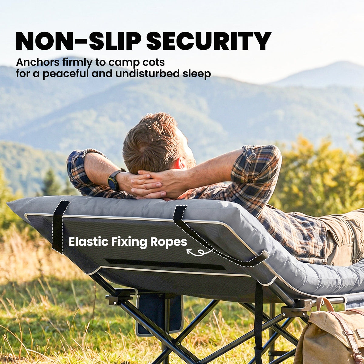 Outsunny Sleeping Mat, Foldable Camping Mattress Pad with Elastic Straps, Light Grey