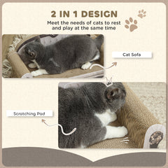 PawHut 2-in-1 Cat Scratcher with Catnip for Indoor Cats, 29.5 x 56 x 26cm, Brown