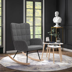 HOMCOM Living Room Furniture Set, Wingback Rocking Chair and Two Nesting Coffee Tables, White and Dark Grey