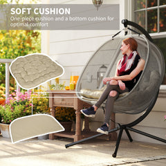 Outsunny Double Hanging Egg Chair 2 Seaters Texteline Swing Hammock Chair with Stand, Cushion and Folding Design, for Indoor