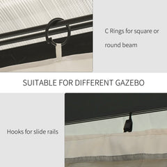 Outsunny 4 Pack Replacement Gazebo Curtains Privacy Panel for Most 3 x 4m Gazebo Canopy Pavillion Outdoor Shelter Sidewalls Accessories Beige