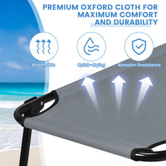 Folding Camping Bed with Non-slip Feet for Travel Patio Beach-Grey