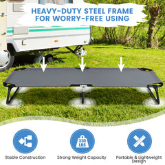 Folding Camping Bed with Non-slip Feet for Travel Patio Beach-Grey
