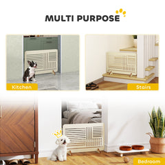 PawHut Freestanding Pet Gate, Portable Dog Barrier Gate with Feet for Small Breeds, 75 x 51 cm, Natural Wood