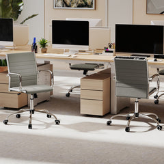 Height Adjustable Rolling High-Back Executive Chair in Grey