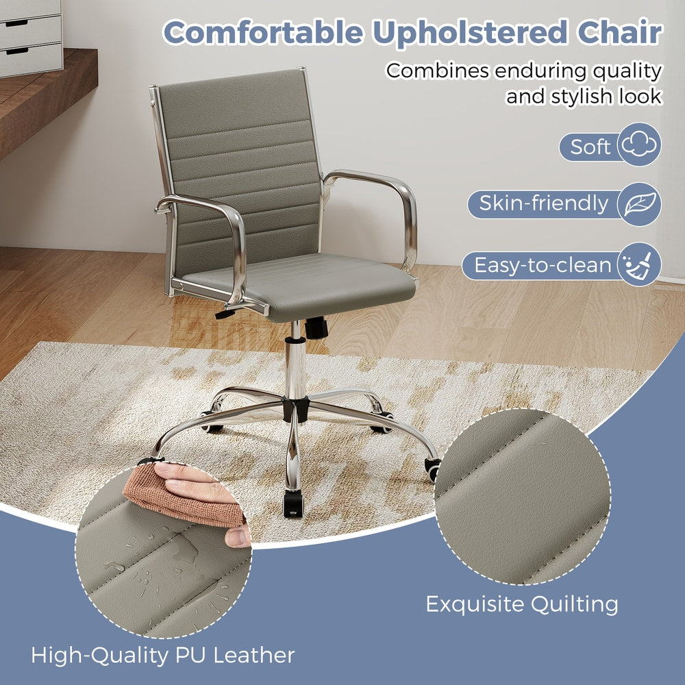 Height Adjustable Rolling High-Back Executive Chair in Grey