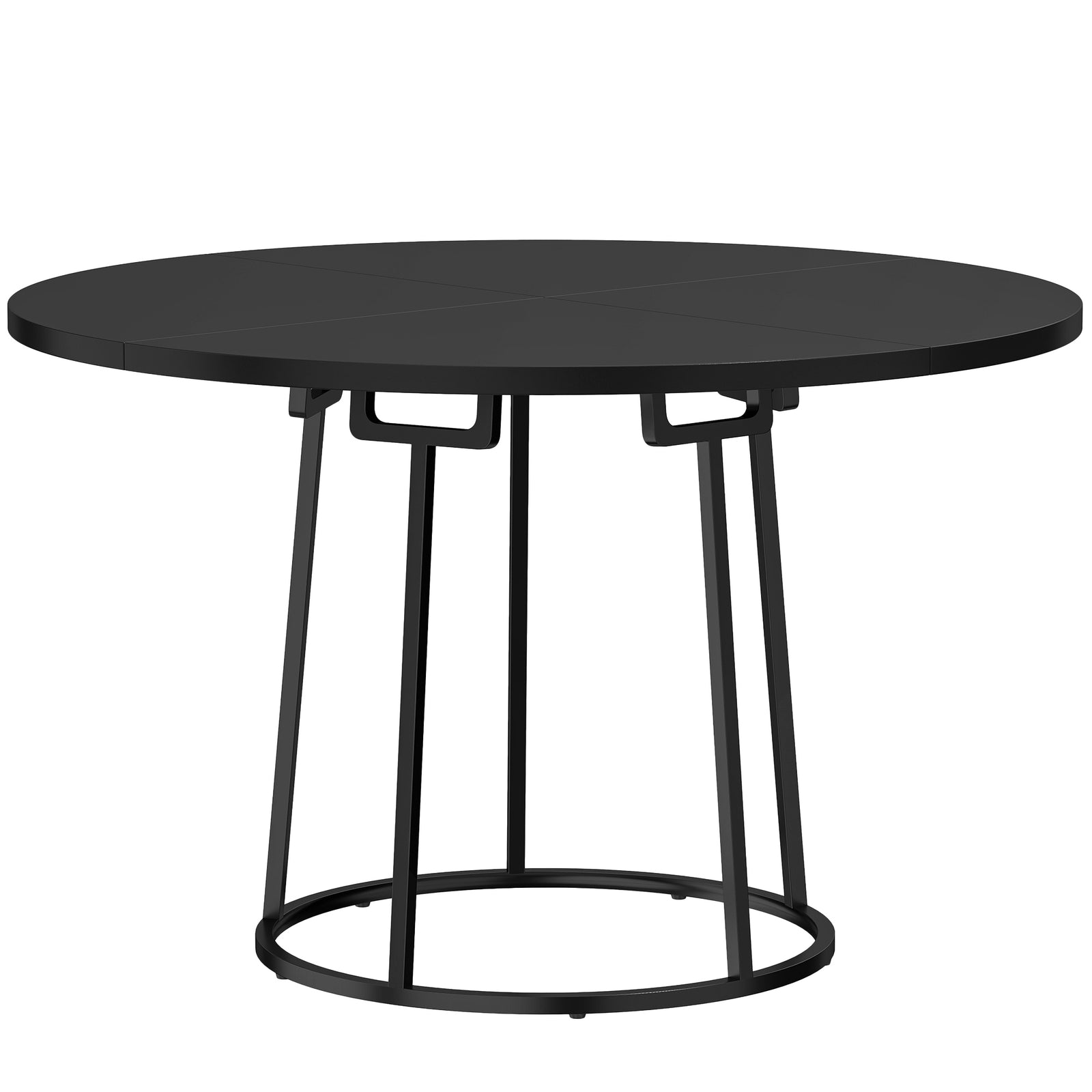 HOMCOM Dining Table Space Saving Kitchen Table Spliced Tabletop Conical Metal Base 120 cm Round Black