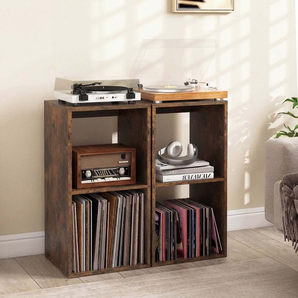 Open Back 2-tier Bookshelf with Anti-toppling Kit in Rustic Brown