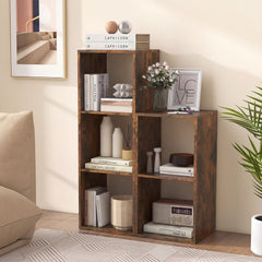 Open Back 2-tier Bookshelf with Anti-toppling Kit in Rustic Brown
