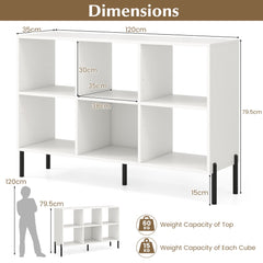 Dimensions diagram for the white storage bookcase showing height and width