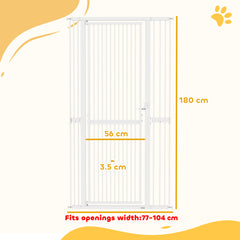 PawHut 180cm Extra Tall Pet Gate with 3.5 cm Narrow Gap, Pressure Mounted No Drilling Cat Gate for Doorways, 77-104cm Width