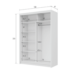 Black Mirrored Sliding Door Wardrobe 150cm – MAYFAIR