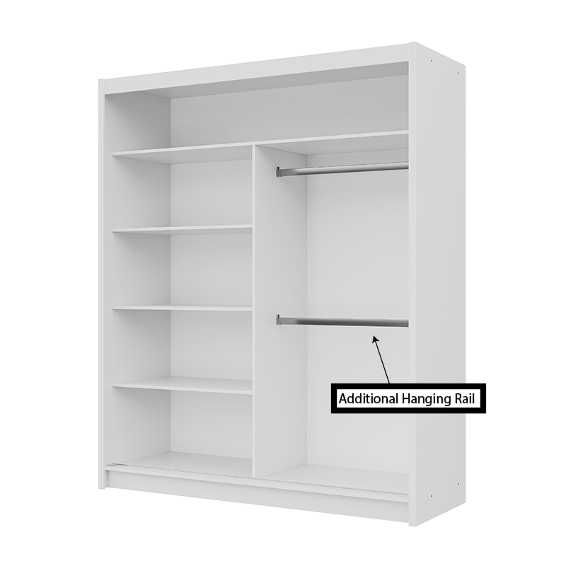 White Mirrored Sliding Door Wardrobe 180cm – MAYFAIR - product image 6