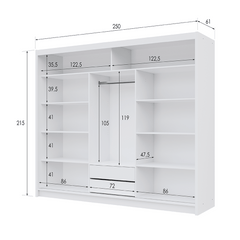 Black / Oak Viking Mirrored Sliding Door Wardrobe 250cm – CHESTER 2