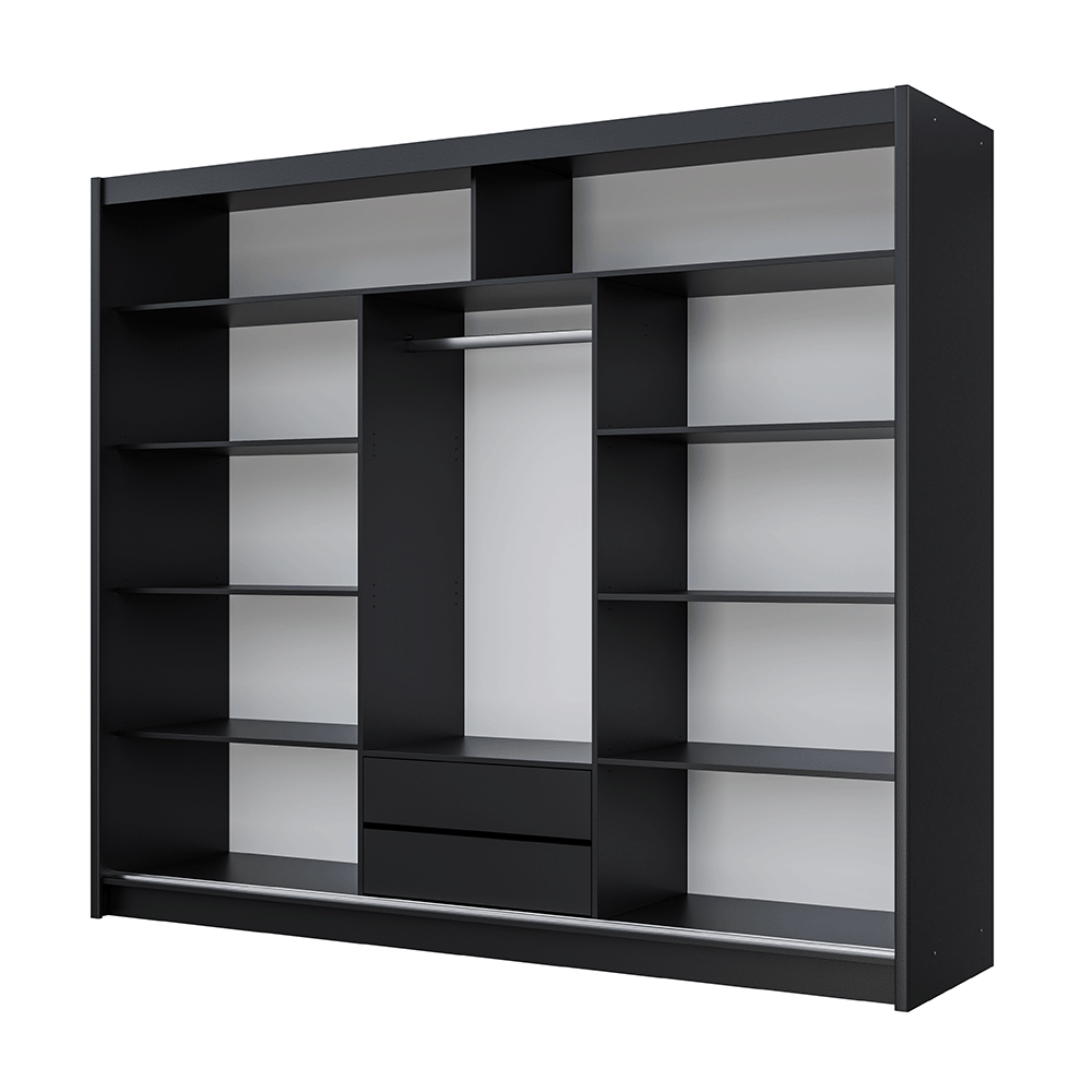 Black Mirrored Sliding Door Wardrobe 250cm – MAYFAIR