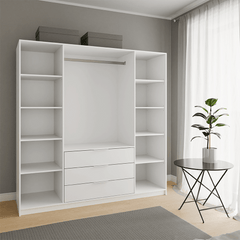 Blue Mirrored Hinged Door Wardrobe 196cm – HAMPTON D4