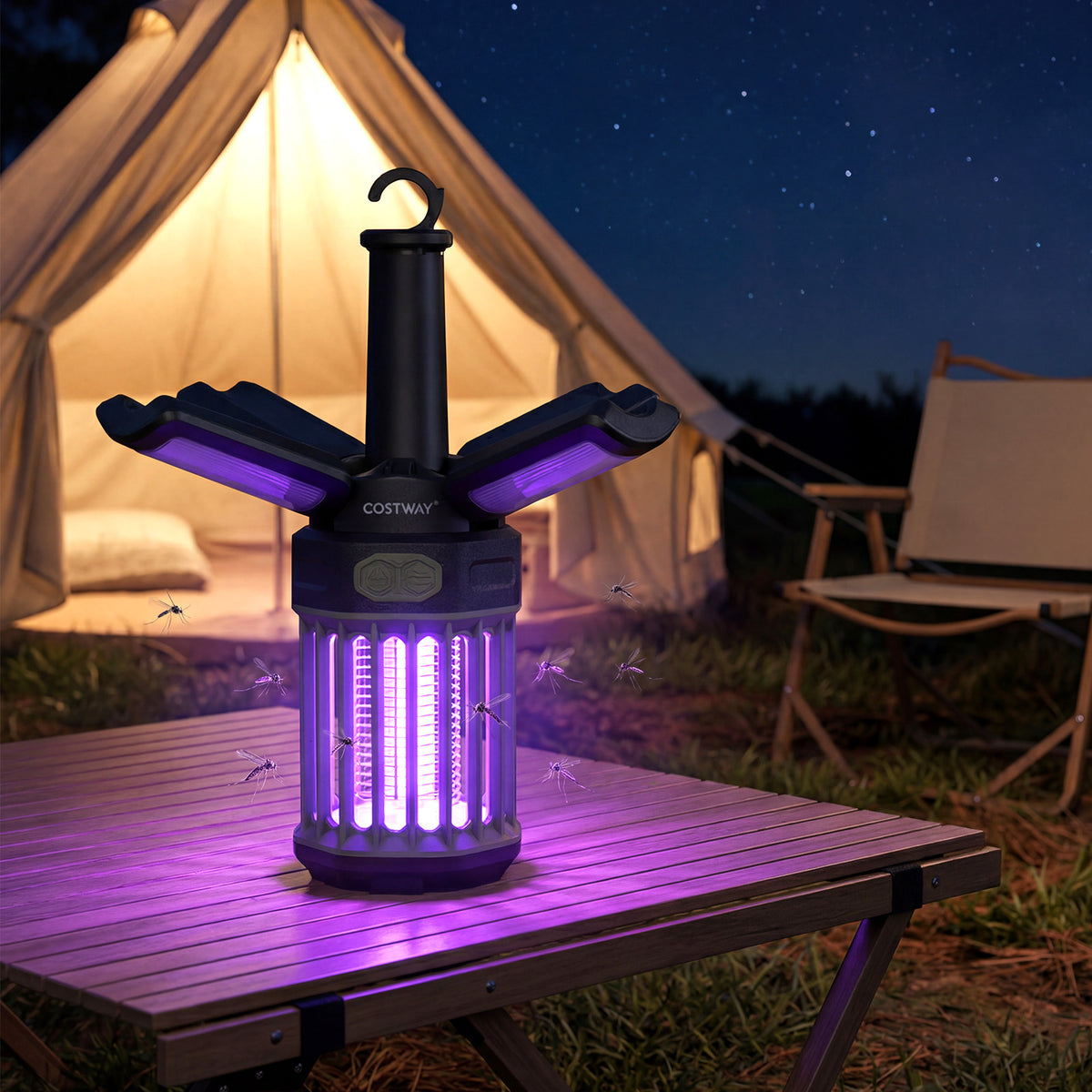Outdoor Bug Zapper with Foldable Lantern USB-C Rechargeable for Camping