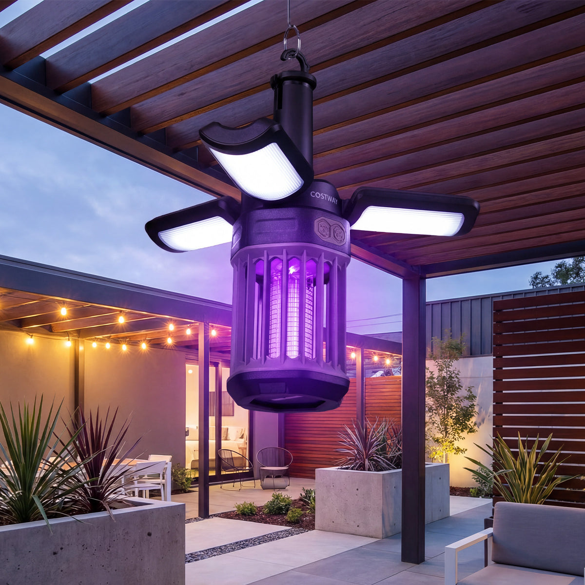 Outdoor Bug Zapper with Foldable Lantern USB-C Rechargeable for Camping