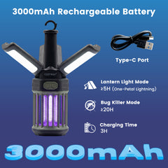 Outdoor Bug Zapper with Foldable Lantern USB-C Rechargeable for Camping