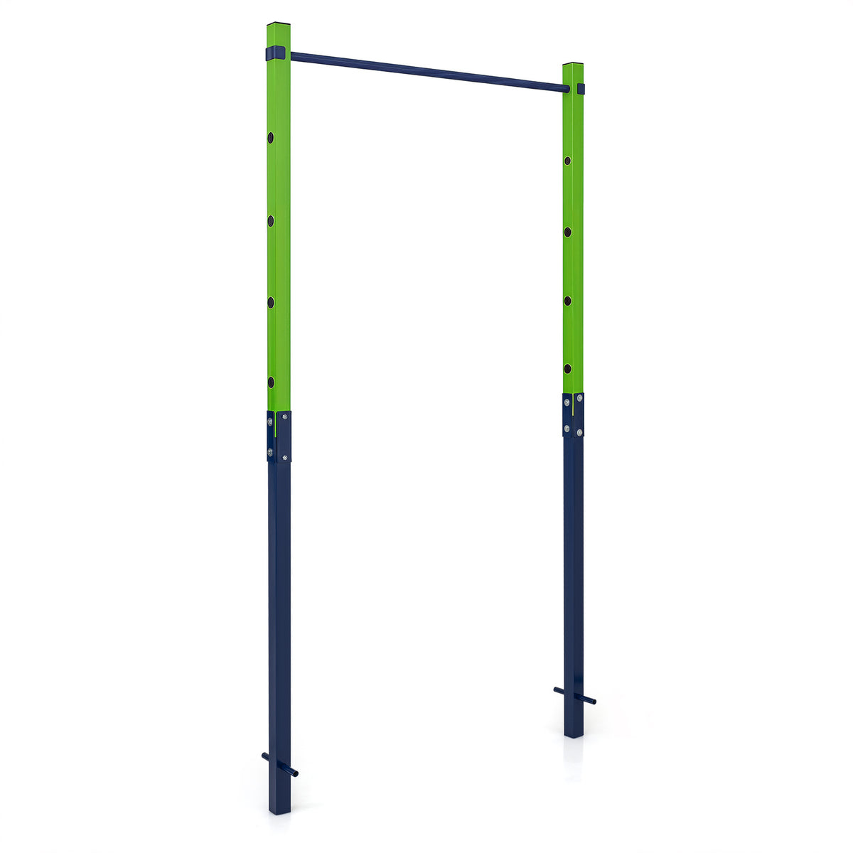 Outdoor In-Ground Pull Up Bar Heavy Duty Metal Pull Up Bar Station with 5 Adjustable Heights-Blue