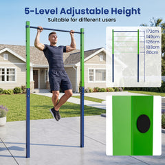 Outdoor In-Ground Pull Up Bar Heavy Duty Metal Pull Up Bar Station with 5 Adjustable Heights-Blue