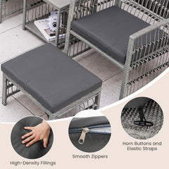 Outdoor Rattan Conversation Set with Seat and Back Cushions for Backyard and Poolsida