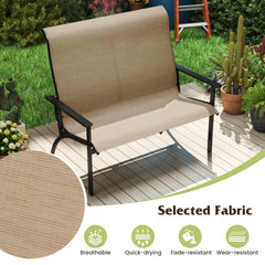 Outdoor Adirondack Bench Chair with High Back and Armrests-Coffee