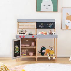Kids Wooden Mud Kitchen Set with Chalkboard
