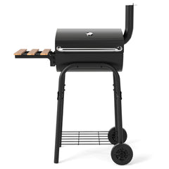 Outdoor Portable Barbecue Grill with Foldable Side Table-Black