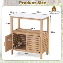 Outdoor Potting Bench with Resin Tabletop and Storage Shelf