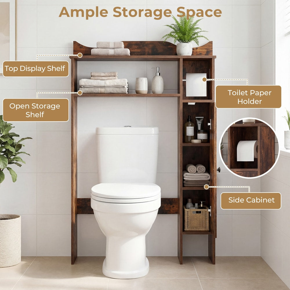 Over the toilet storage cabinet showing ample storage space and features