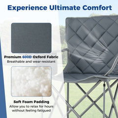 Oversized Camping Chair Heavy Duty Outdoor Folding Chair-Grey