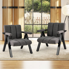 Oversized Accent Chair Upholstered with Metal Frame and Armrests-Grey