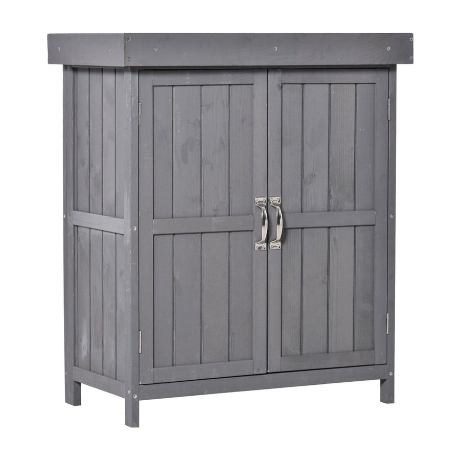 Outsunny Small Shed, Wooden Garden Shed with Openable Hinged Roof and Removable Shelf, Outdoor Tool Storage Cabinet Chest