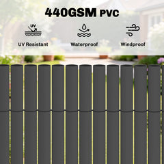 Outsunny 2Pcs Plastic Privacy Screening Fence, 1m x 3 m Waterproof Windbreak Fence, Dark Grey