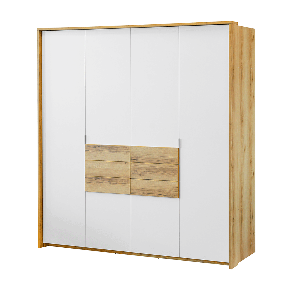 Grand Natural Oak / White Hinged Door Wardrobe 208cm – TRENTON