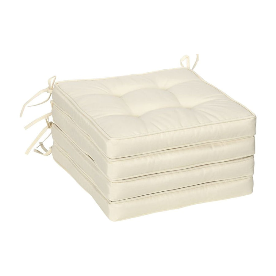 Outsunny Set of 4 Garden Seat Cushion with Ties, 42 x 42cm Replacement Dining Chair Seat Pad, Cream White