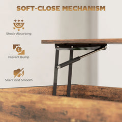 HOMCOM Lift-Top Coffee Table, with Storage - Rustic Brown