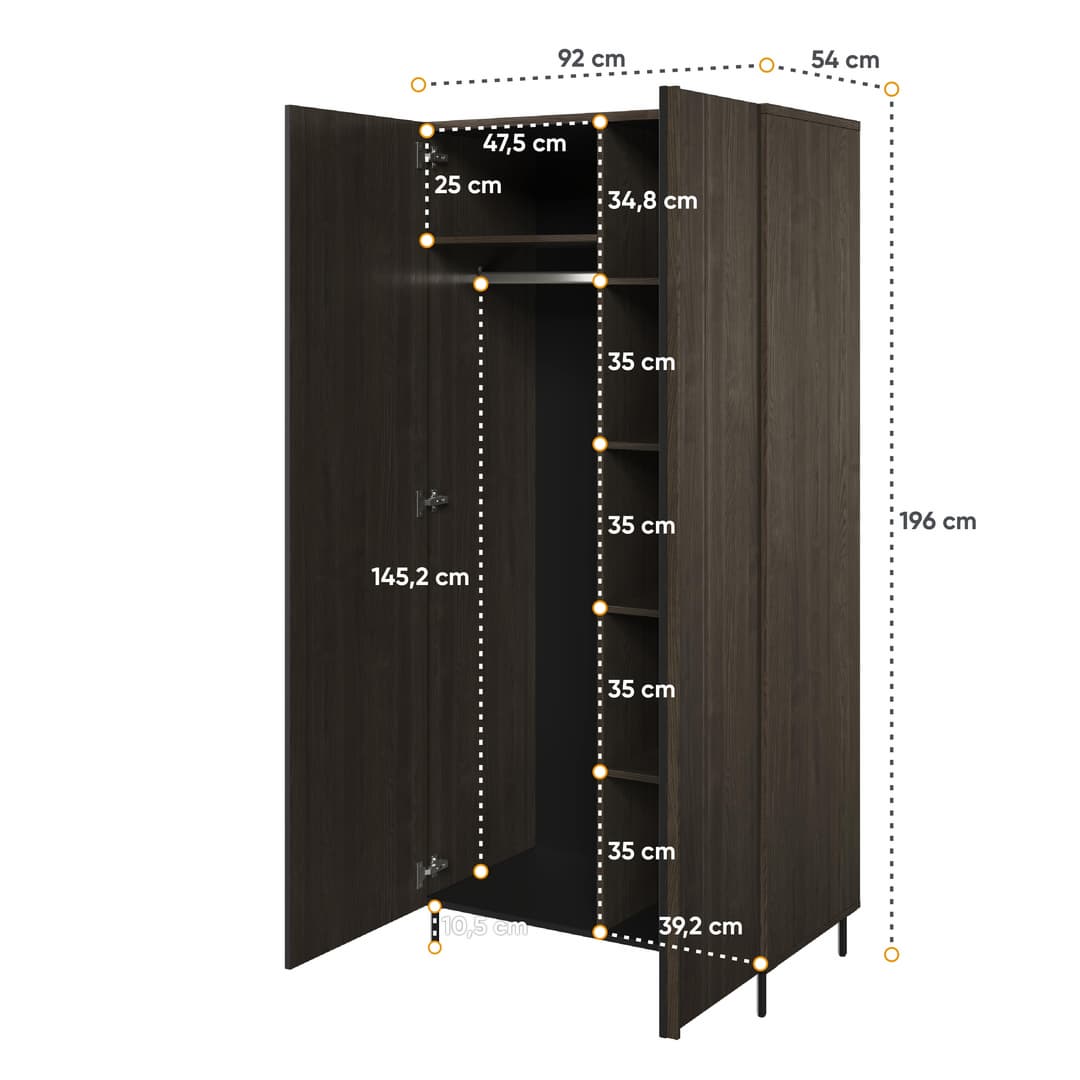Piemonte PE-01 Hinged Wardrobe 92cm - product image 4