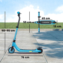 HOMCOM Electric Scooter, 120W Motor E-Scooter, Adjustable Height, Rear Brake for Ages 6+ Years - Blue
