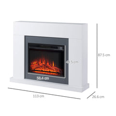 HOMCOM 44" Electric Fireplace Suite with Remote Control, 2000W Freestanding Fireplace Heater with LED Flame Effect, Overheat Protection, 7-Day Programmable Timer, White