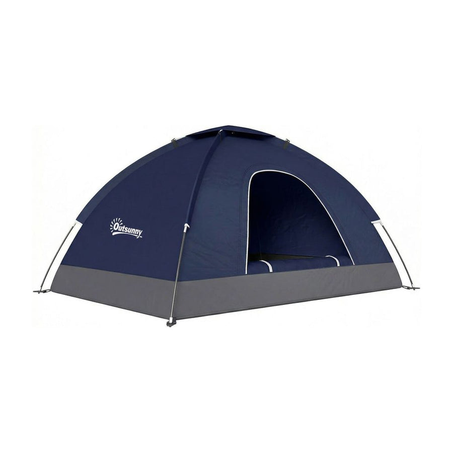 Outsunny 2 Person Camping Tent, Dome Tent with Zipped Doors, Storage Pocket, Portable Handy Bag, Navy Blue