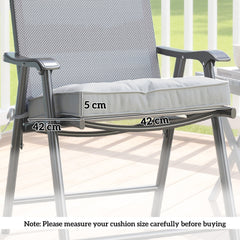 Outsunny Set of 4 Garden Seat Cushion with Ties, 42 x 42cm Replacement Dining Chair Seat Pad, Light Grey