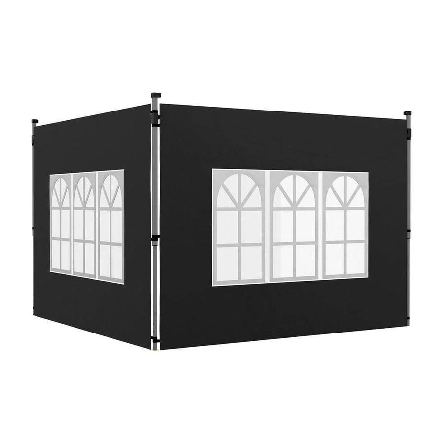 Outsunny Gazebo Side Panels, Sides Replacement with Window for 3x3(m) or 3x4m Pop Up Gazebo, 2 Pack, Black