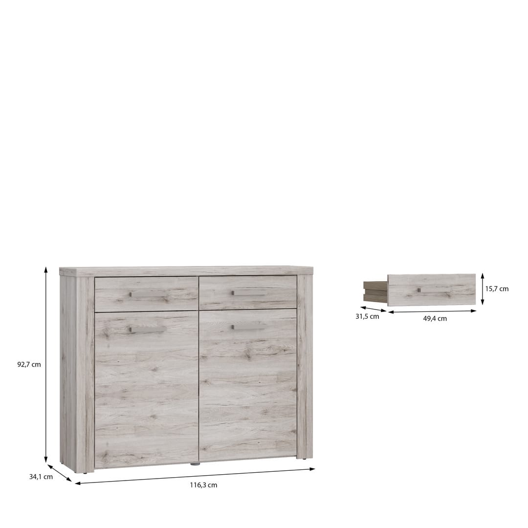 Portland Sideboard Cabinet 116cm in Oak Sand, image 4