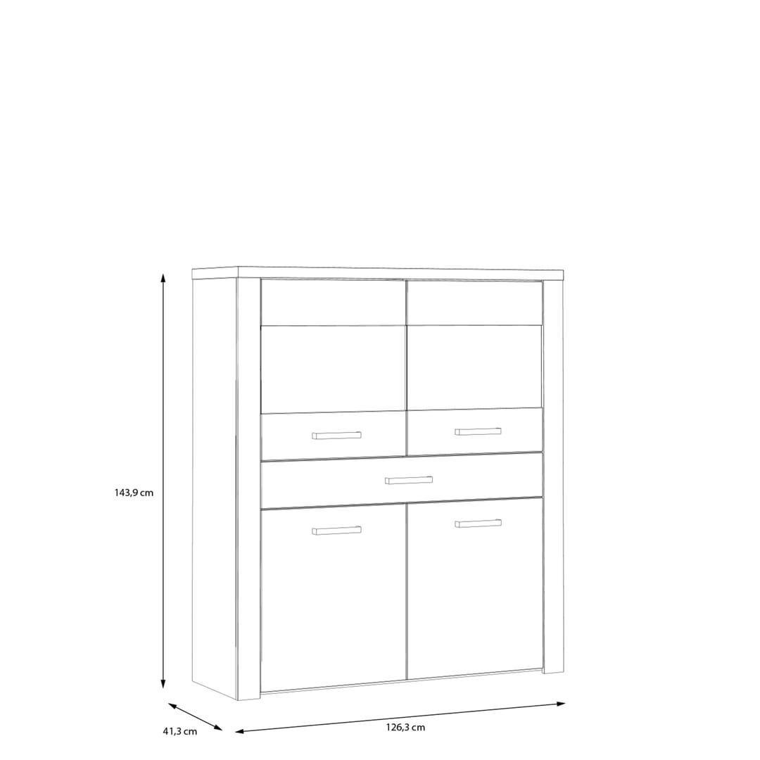 Portland Display Cabinet 126cm in Oak Sand, image 4